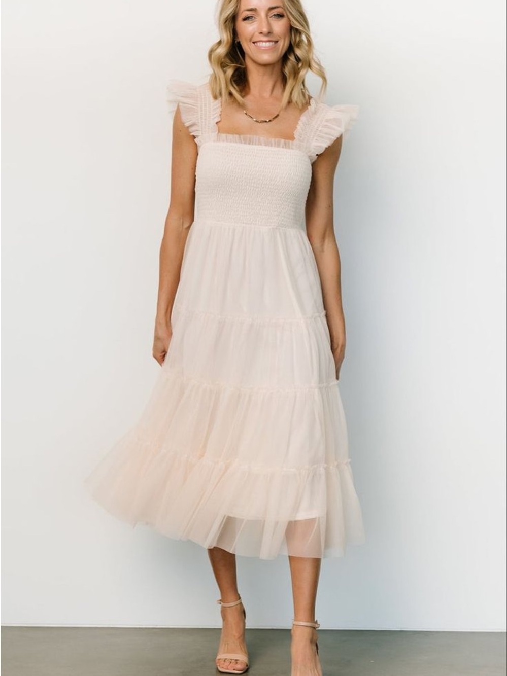 Baltic Born Beige Emma Smocked Tulle Dress